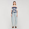 Daisy Teeshirt Scarf Print T-Shirt Deep Blue / Ocher