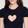 تيشيرت Lovejoy Ruched cropped بتصميم قلب باللون الأسود