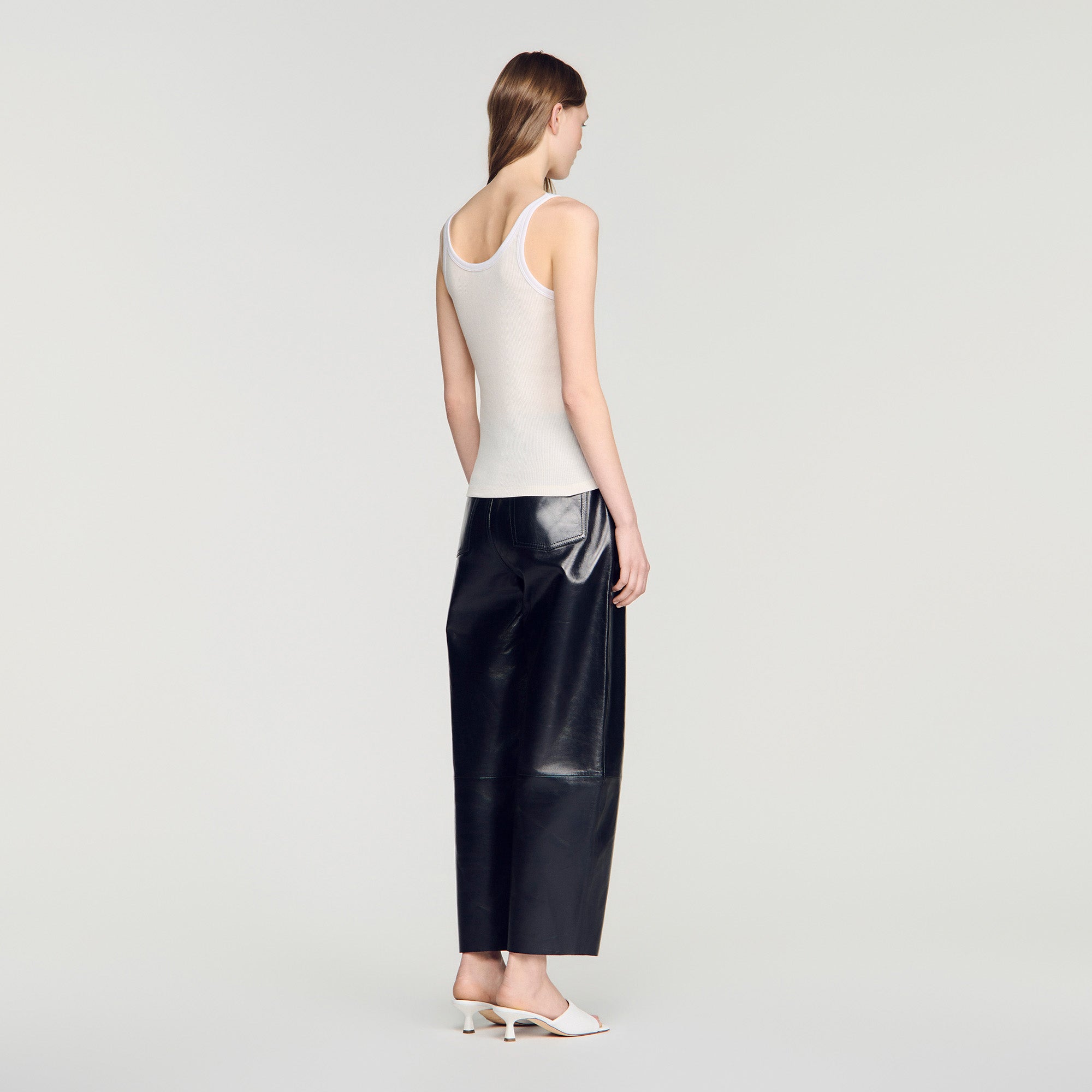 Sofie Ribbed Vest Top With Lace Ecru