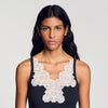 Sofie Ribbed Vest Top With Lace Black