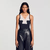 Sofie Ribbed Vest Top With Lace Black