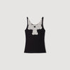 Sofie Ribbed Vest Top With Lace Black