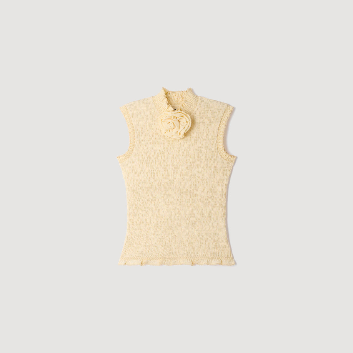 Dreamer Smocked T-shirt with flower detail Vanilla