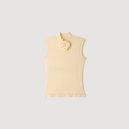 Dreamer Smocked T-shirt with flower detail Vanilla