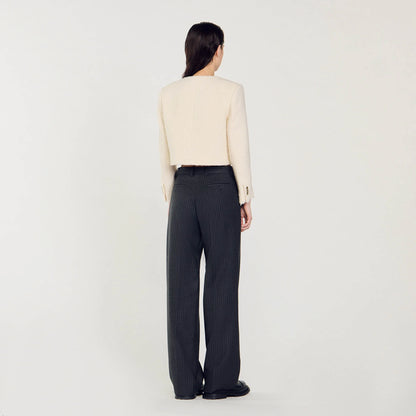 Cropped Bouclé Wool Jacket white
