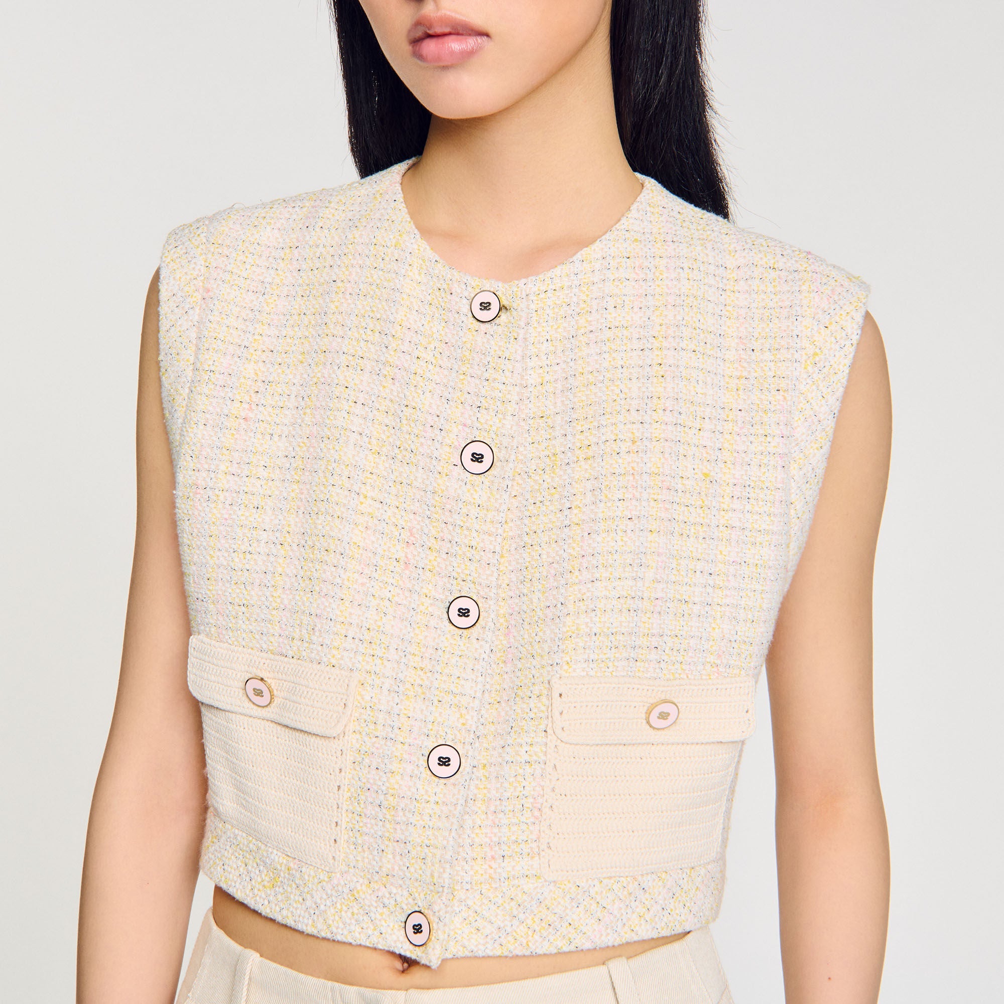 Decorative Tweed Jacket Yellow / Ecru