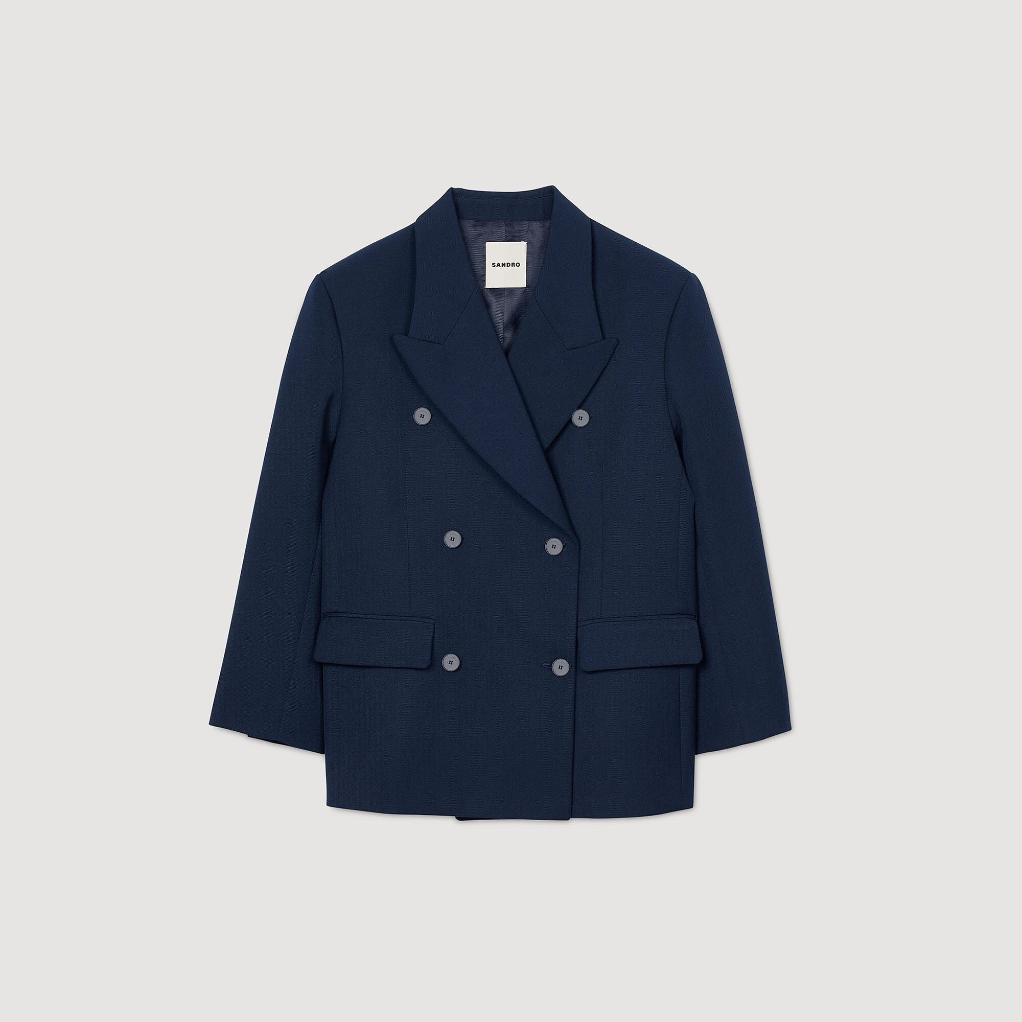 Wool Blend Suit Jacket Navy Blue