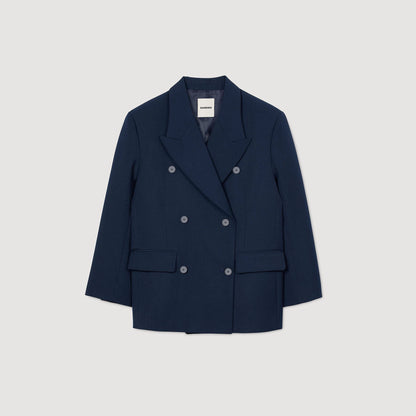 Wool Blend Suit Jacket Navy Blue