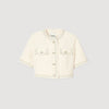 Short-Sleeved Tweed Jacket Ecru / Pink