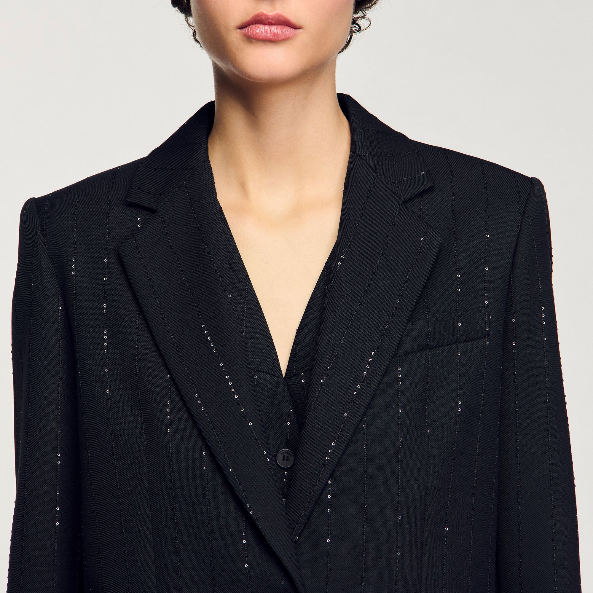 Sequinned Suit Jacket Black