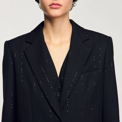 Sequinned Suit Jacket Black