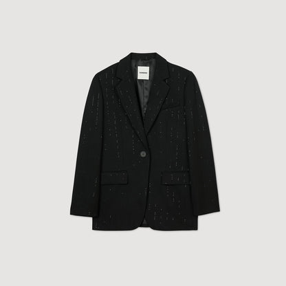 Sequinned Suit Jacket Black