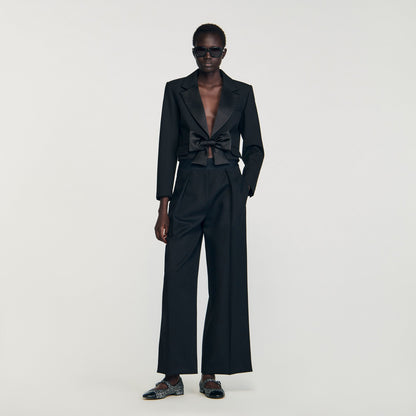 Altesse Short Satin Bow Jacket Black