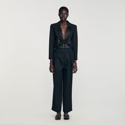 Altesse Short Satin Bow Jacket Black