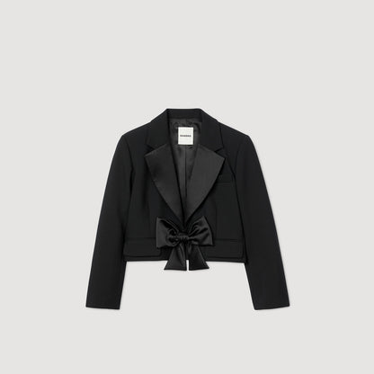 Altesse Short Satin Bow Jacket Black