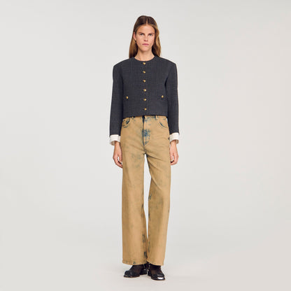 Tours Rhinestone Tailored Jacket Grey / Brown