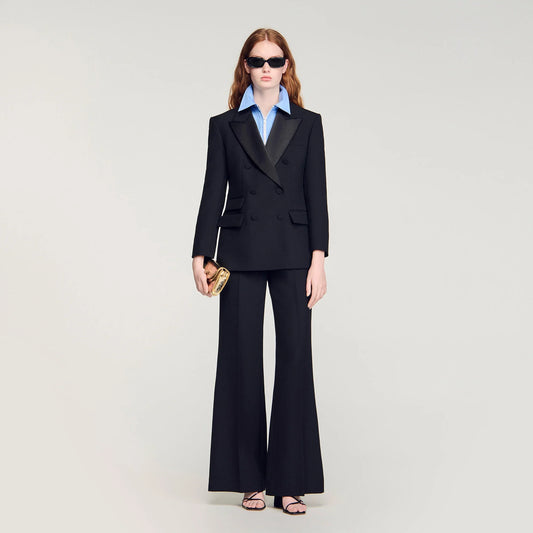 Moncea Tuxedo Jacket With Satin Collar Black