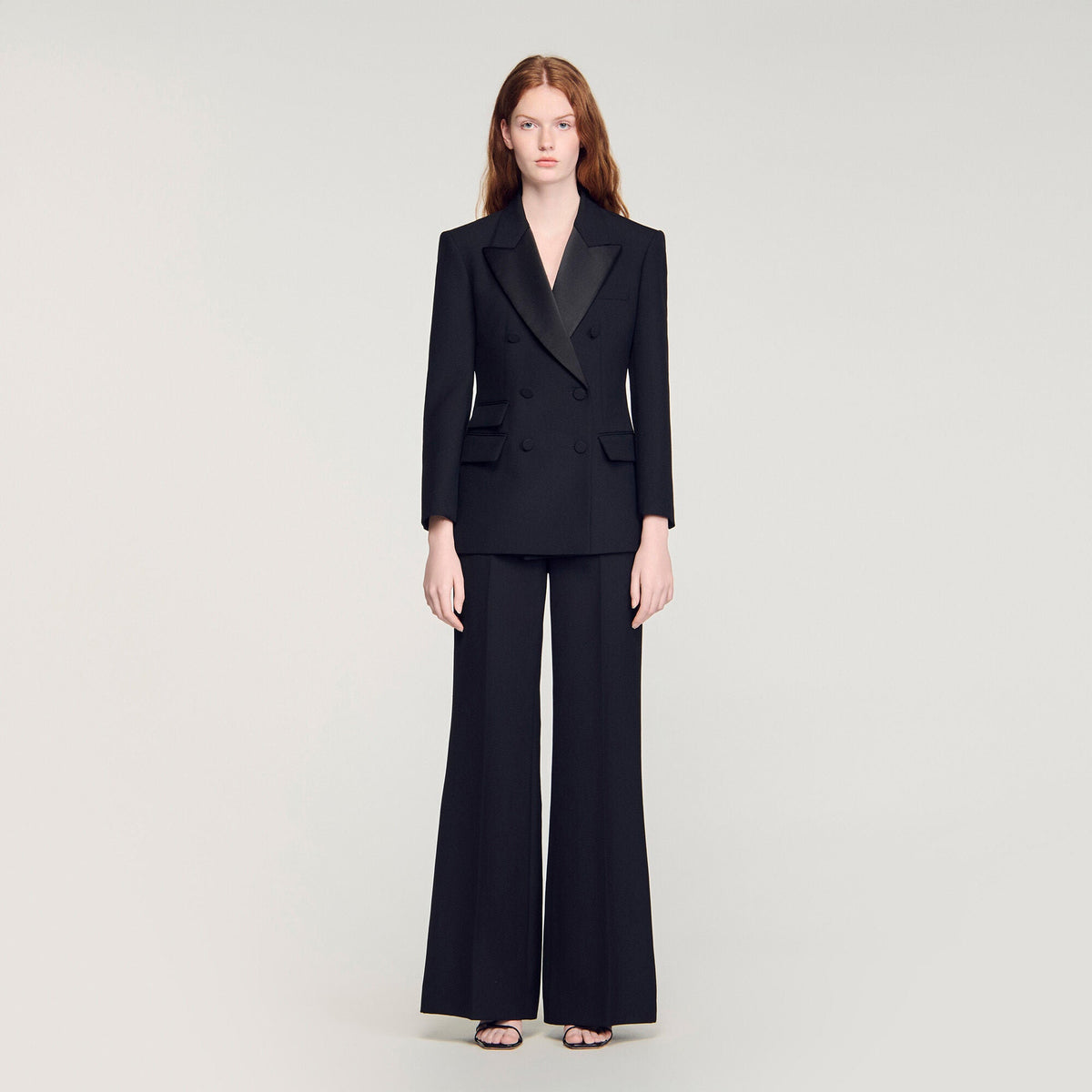Moncea Tuxedo Jacket With Satin Collar Black
