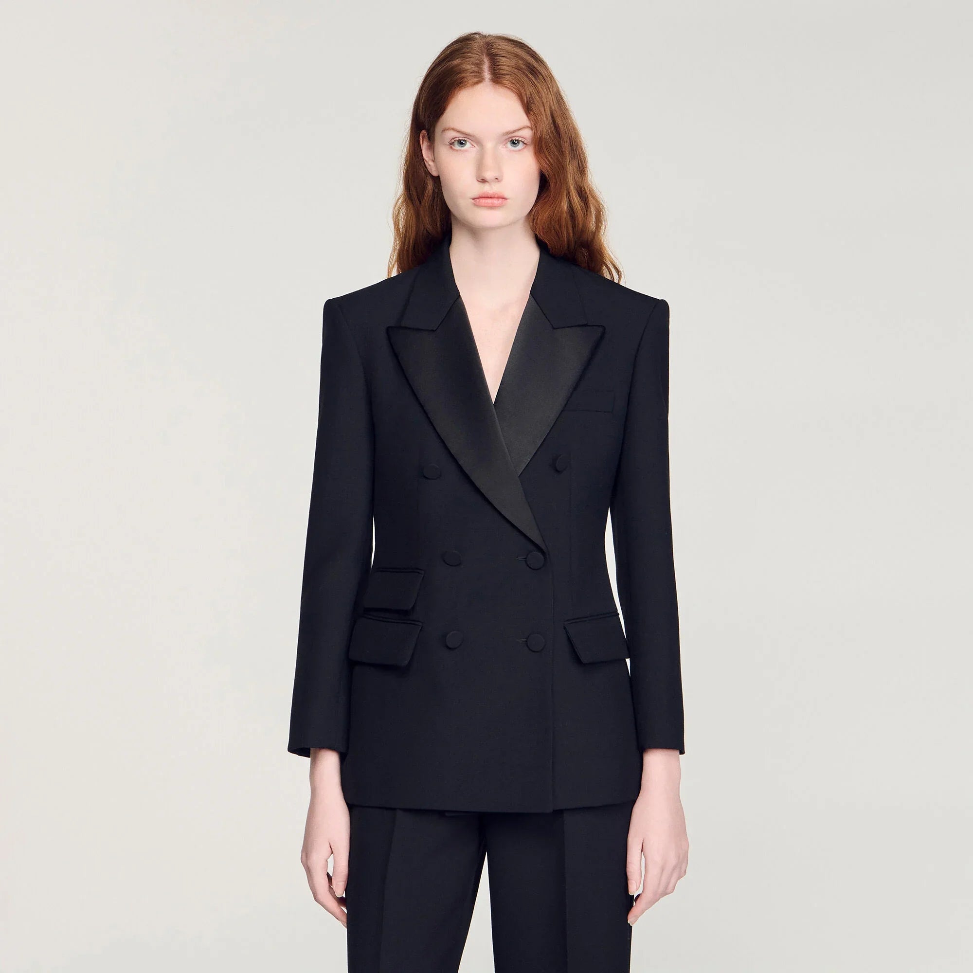 Moncea Tuxedo Jacket With Satin Collar Black