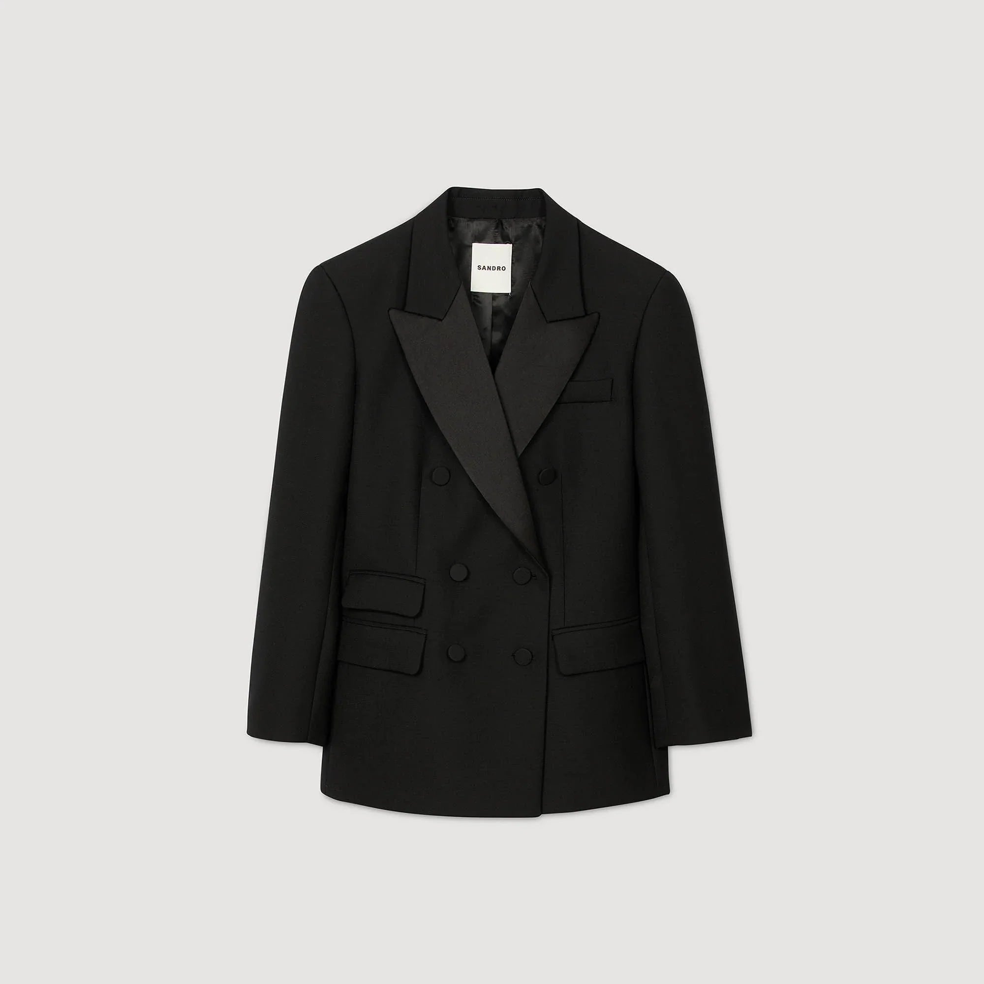 Moncea Tuxedo Jacket With Satin Collar Black