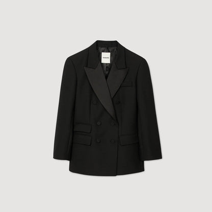 Moncea Tuxedo Jacket With Satin Collar Black