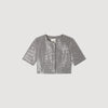 Flo Cropped Houndstooth Tweed Jacket Black / White