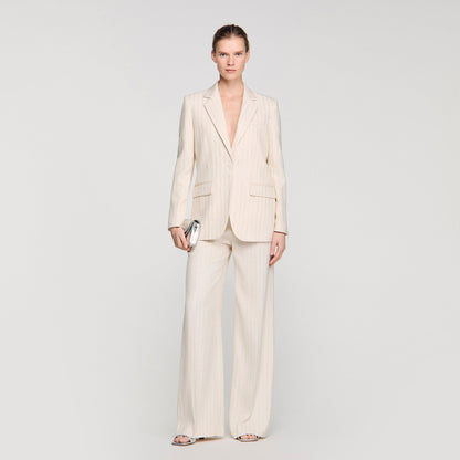 Birkin Striped Tailored Jacket Ecru / Silver