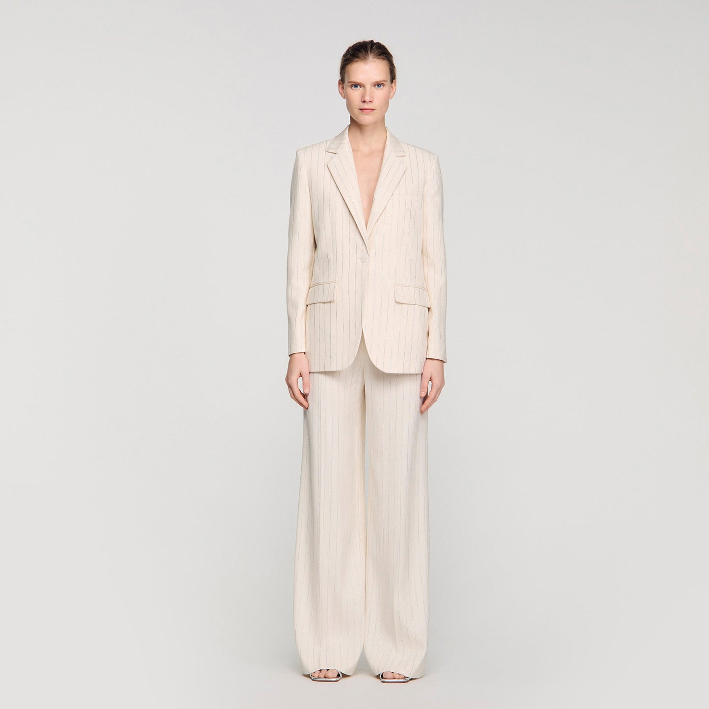 Birkin Striped Tailored Jacket Ecru / Silver