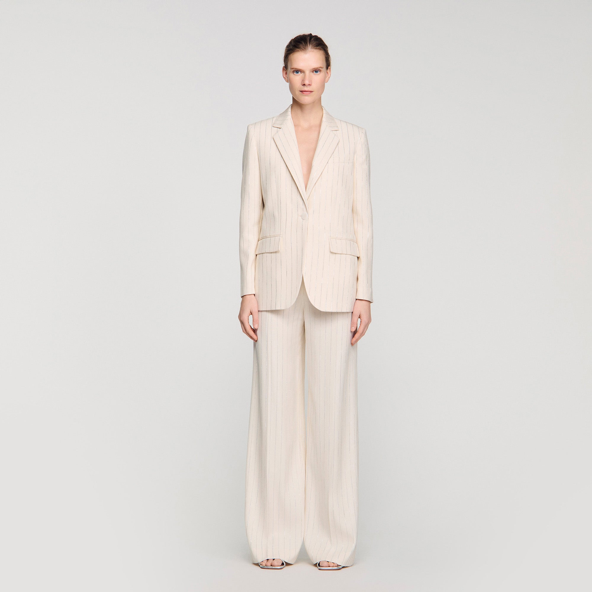Birkin Striped Tailored Jacket Ecru / Silver