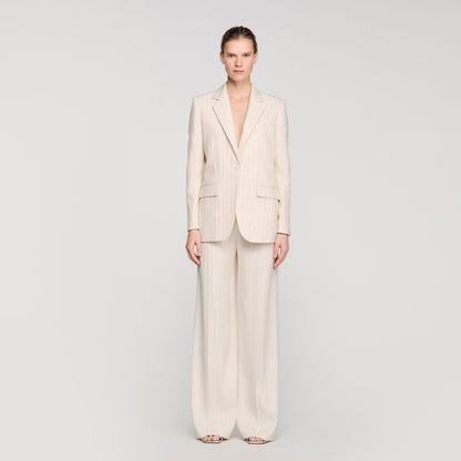 Birkin Striped Tailored Jacket Ecru / Silver