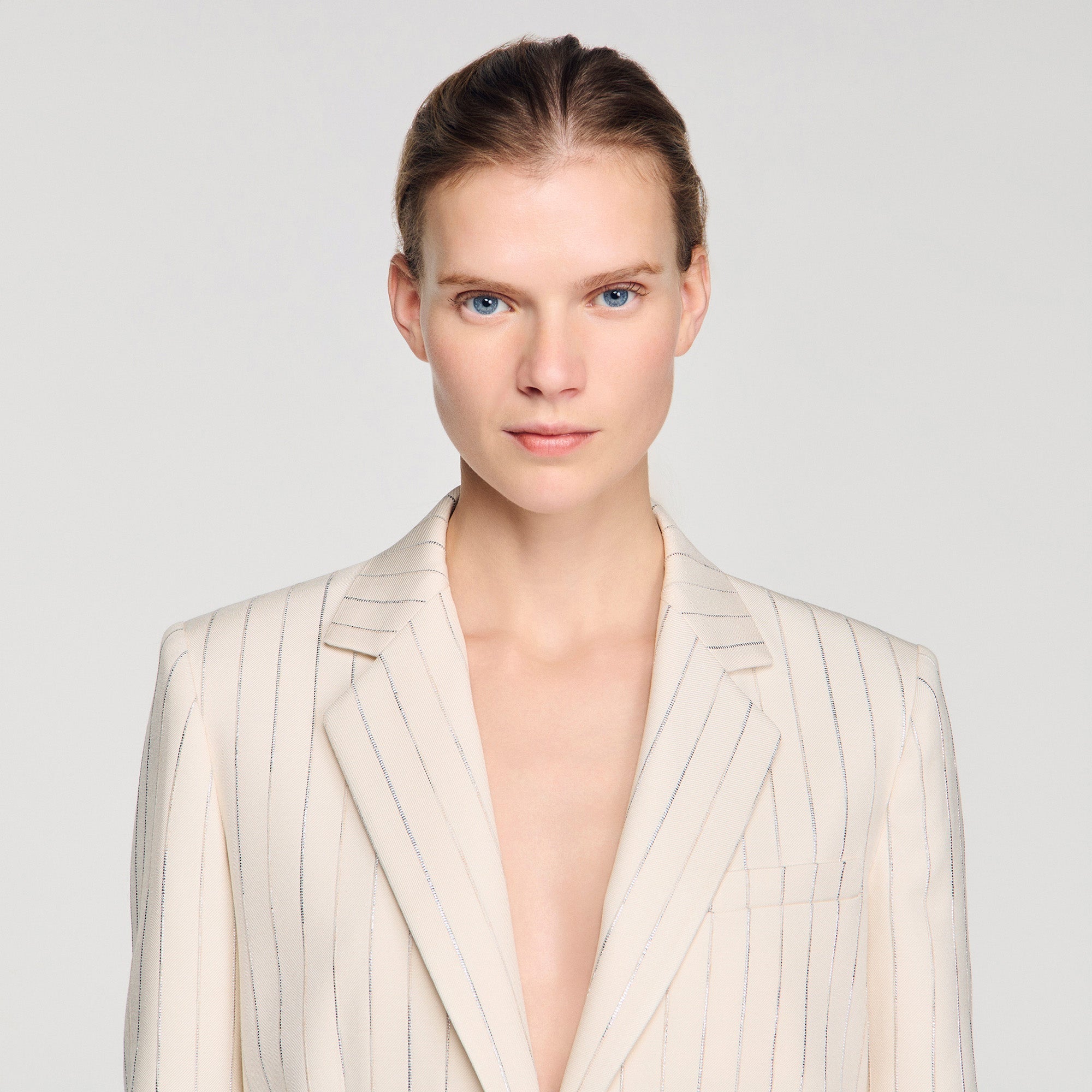 Birkin Striped Tailored Jacket Ecru / Silver