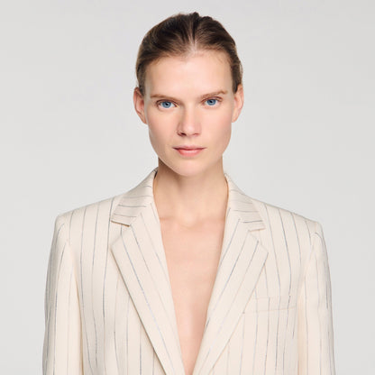 Birkin Striped Tailored Jacket Ecru / Silver