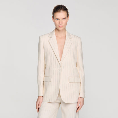 Birkin Striped Tailored Jacket Ecru / Silver