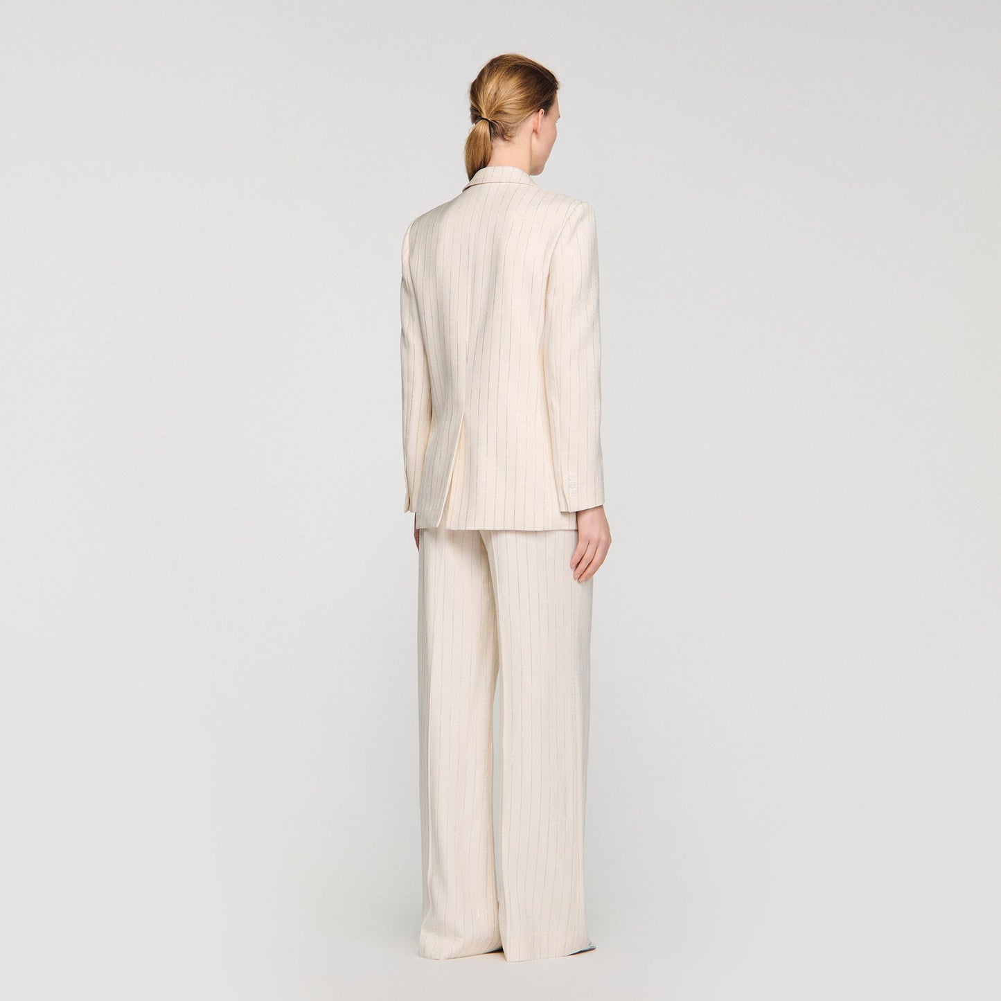 Birkin Striped Tailored Jacket Ecru / Silver