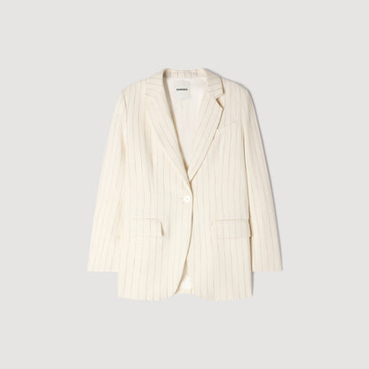 Birkin Striped Tailored Jacket Ecru / Silver