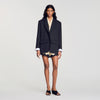Basilencia Mixed-Material Satin Jacket Black