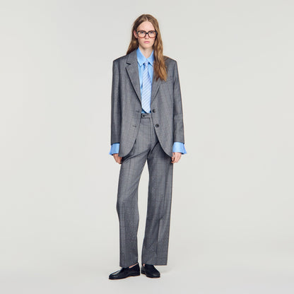Mireille Checked Wool Jacket Dark Grey