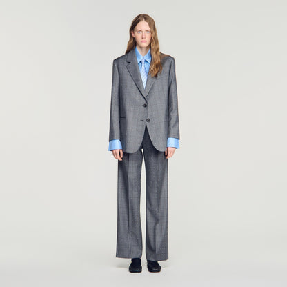 Mireille Checked Wool Jacket Dark Grey