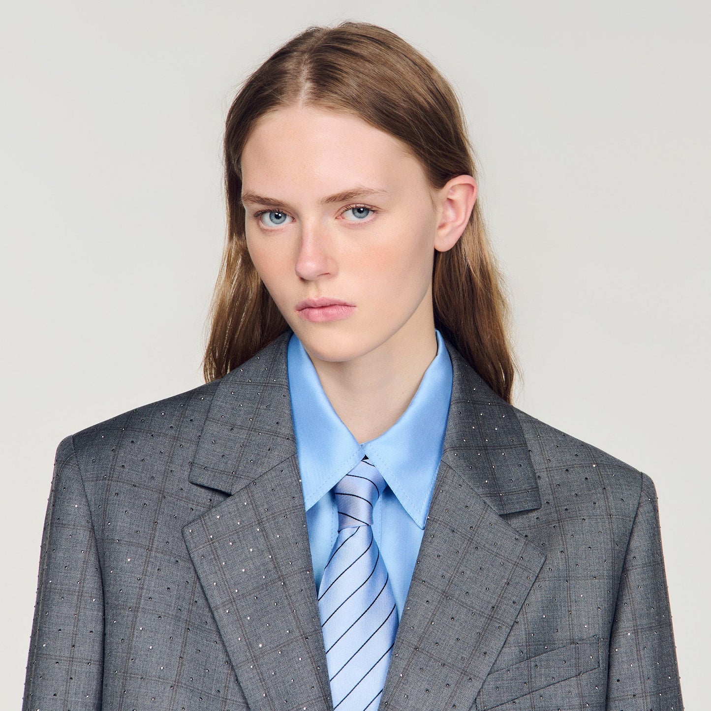 Mireille Checked Wool Jacket Dark Grey