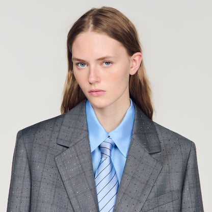 Mireille Checked Wool Jacket Dark Grey
