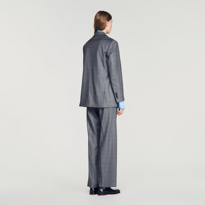 Mireille Checked Wool Jacket Dark Grey