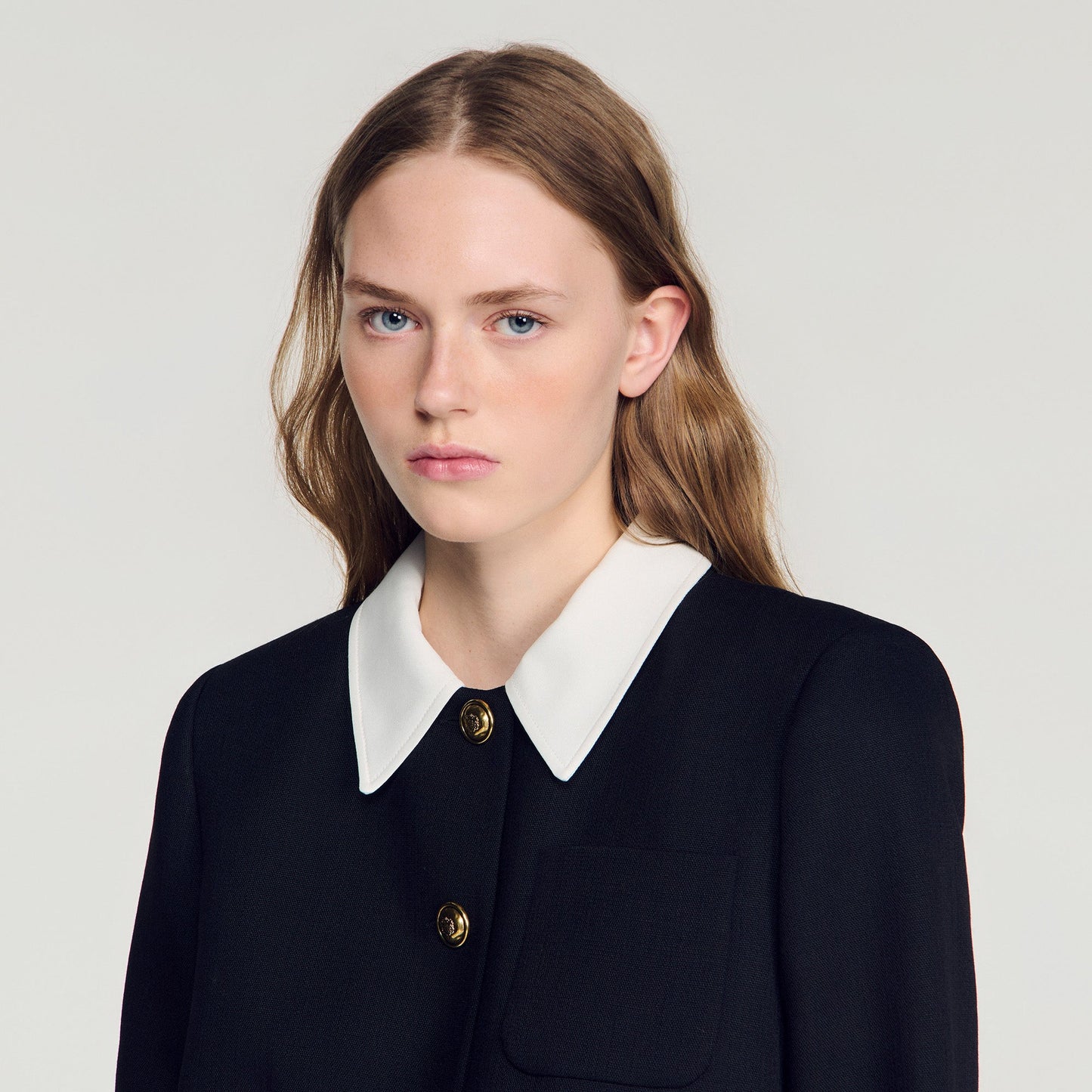 Rosmarina Jacket With Contrast Collar Black