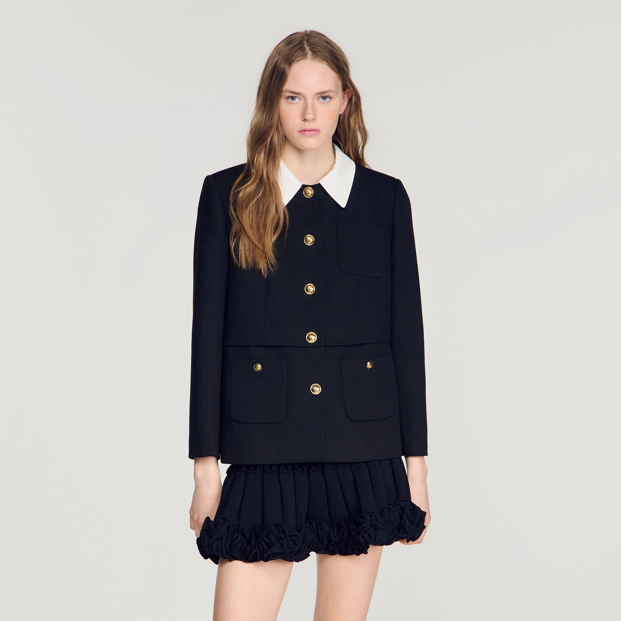 Rosmarina Jacket With Contrast Collar Black