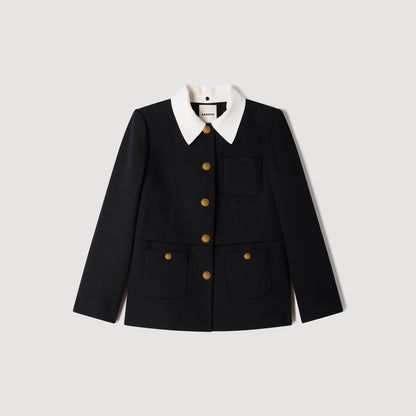 Rosmarina Jacket With Contrast Collar Black