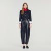 Savannah Cropped Striped Wool Jacket Black