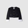 Savannah Cropped Striped Wool Jacket Black
