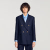 Flore Rhinestone wool suit jacket Navy Blue