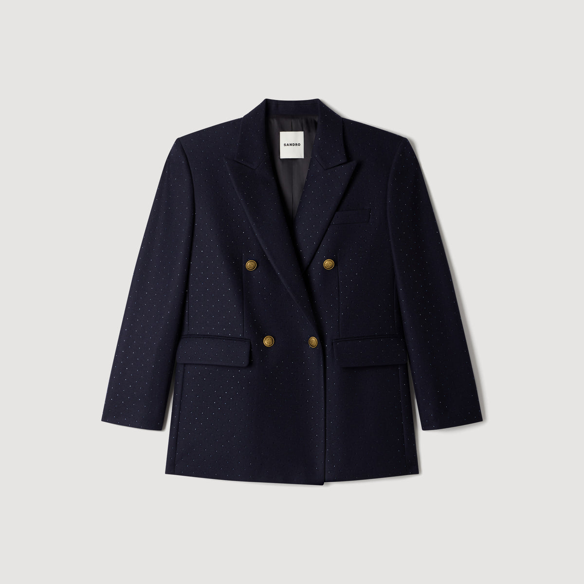 Flore Rhinestone wool suit jacket Navy Blue