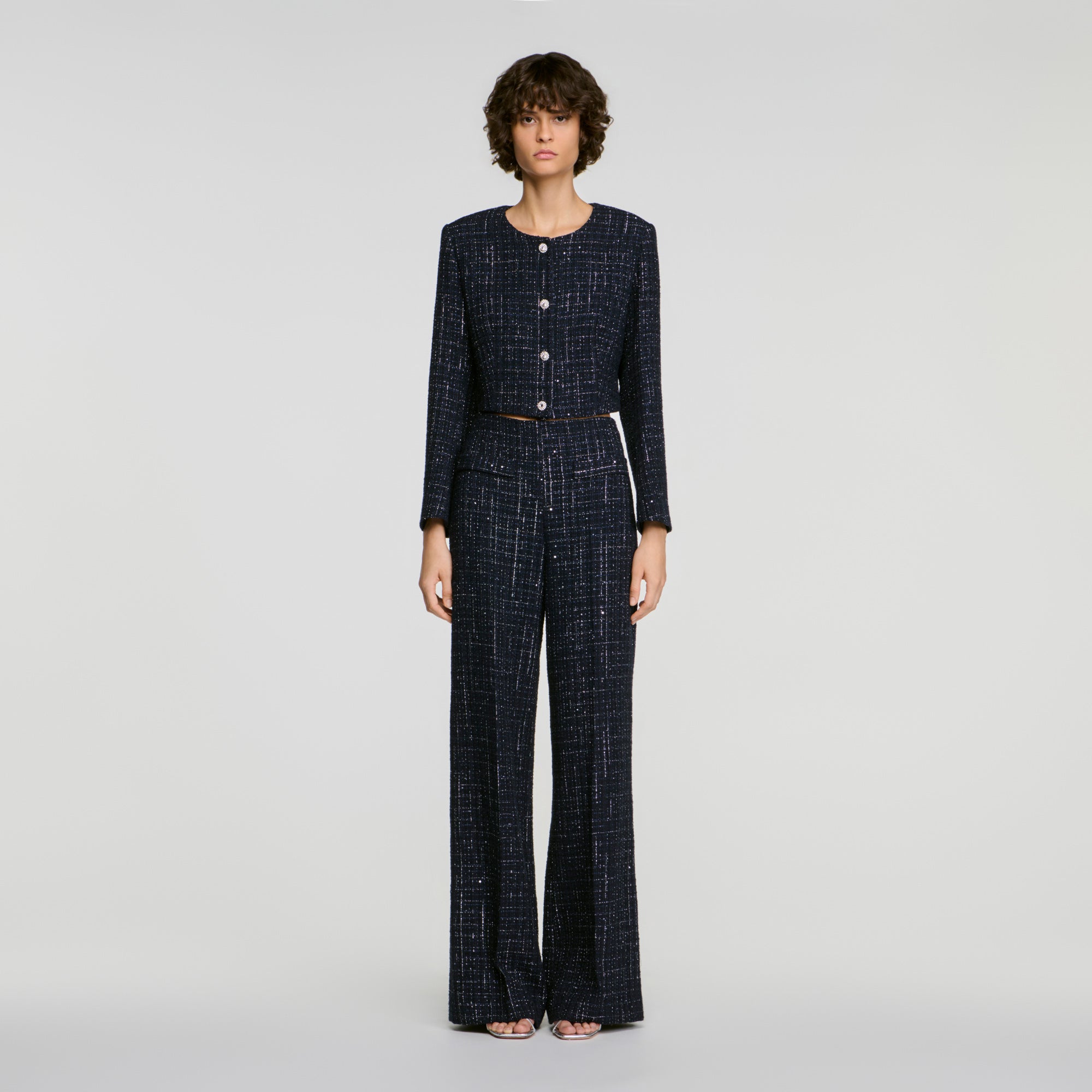 Ophelie Decorative tweed jacket Blue