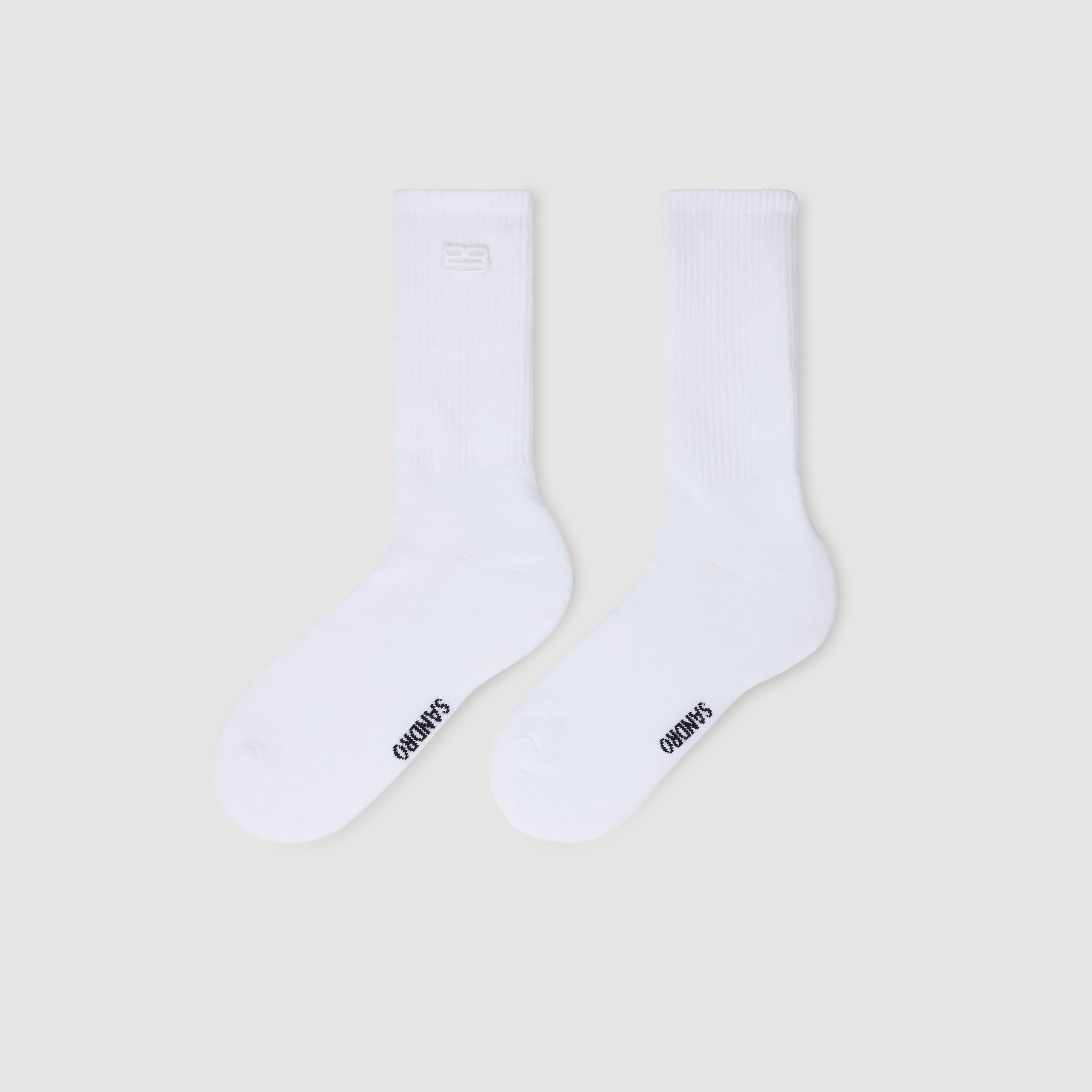 Double-S- Sock Embroidered Socks White